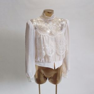 High Neck Sheer Lace Blouse
